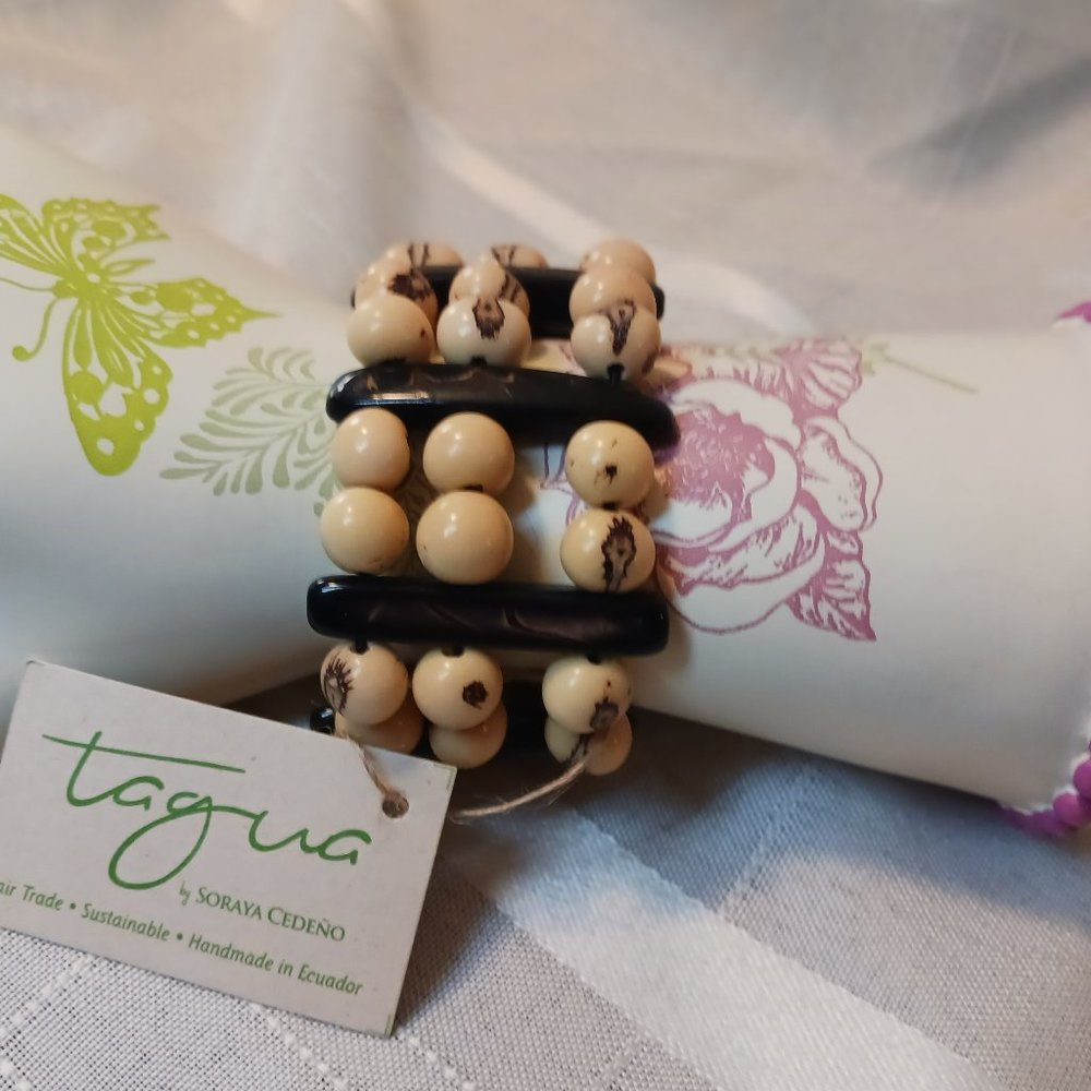 Organic Tagua Triple Strand Neutral Bracelet